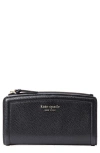 Kate Spade New York Knott Pebble Leather Slim Zip Wallet In Black