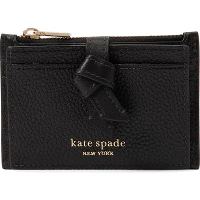 Kate Spade New York Knott Pebbled Leather Card Case In Black