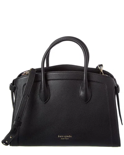 Kate Spade New York Knott Pebbled Leather Large Zip Top Satchel In Black