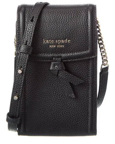 Kate Spade New York Knott Pebbled Leather Ns Phone Crossbody In Black