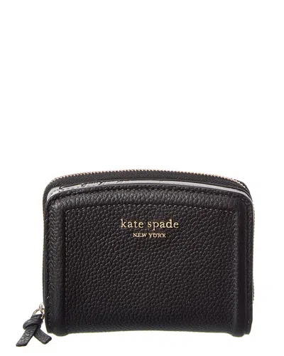 Kate Spade New York Knott Pebbled Leather Small Compact Wallet In Black