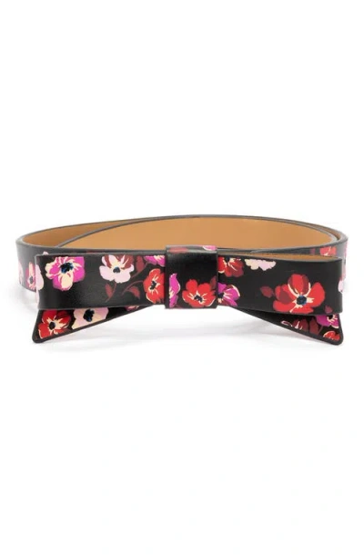 Kate Spade New York Leather Bow Belt In Fall Poppies Print