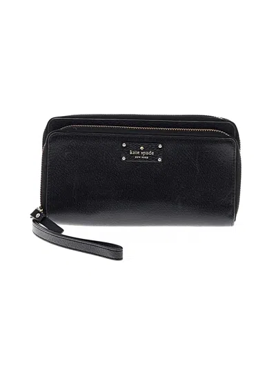Pre-owned Kate Spade New York Leather Wristlet In Black