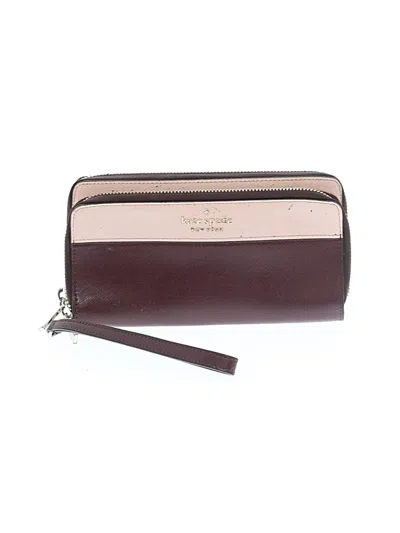 Pre-owned Kate Spade New York Leather Wristlet In Burgundy