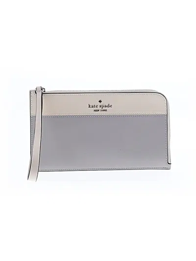 Pre-owned Kate Spade New York Leather Wristlet In Gray