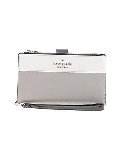 Pre-owned Kate Spade New York Leather Wristlet In Gray
