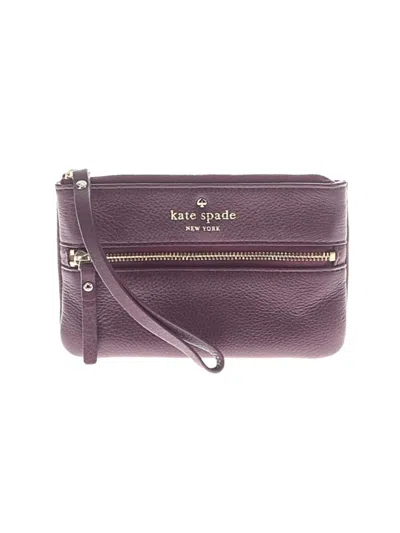 Pre-owned Kate Spade New York Leather Wristlet In Purple