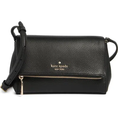 Kate Spade New York Leila Pebble Leather Mini Flap Bag In Black