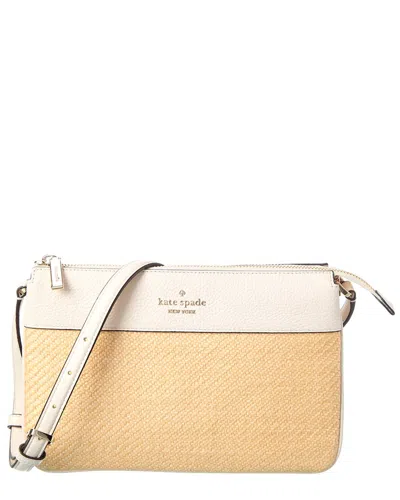 Kate Spade New York Leila Straw Triple Gusset Crossbody In White