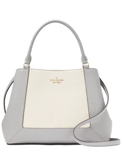 Kate Spade New York Lena Colorblocked Pebbled Leather Medium Satchel In Gray