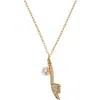 Kate Spade Cubic Zirconia And Imitation Pearl Life Of The Party Necklace In Gold