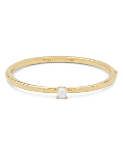 Kate Spade New York Little Luxuries Imitation Pearl Solitaire Hinged Bangle Bracelet In Gold/cream