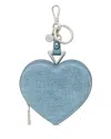 Kate Spade New York Liv Denim Print Suede Heart Coin Purse Key Fob