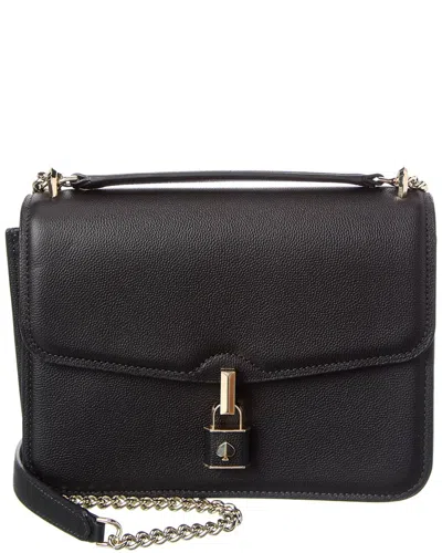Kate Spade New York Locket Small Grain Pebbled Leather Large Flap Shoulder Bag In Black