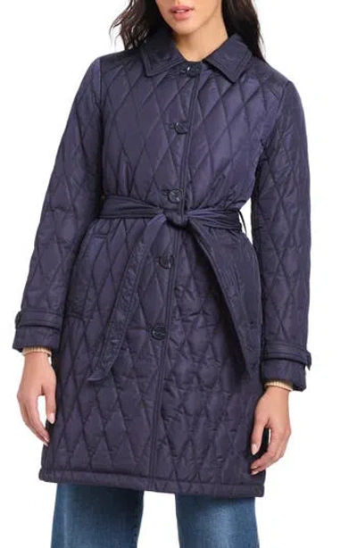 Kate Spade New York Long Quilted Jacket In Blue