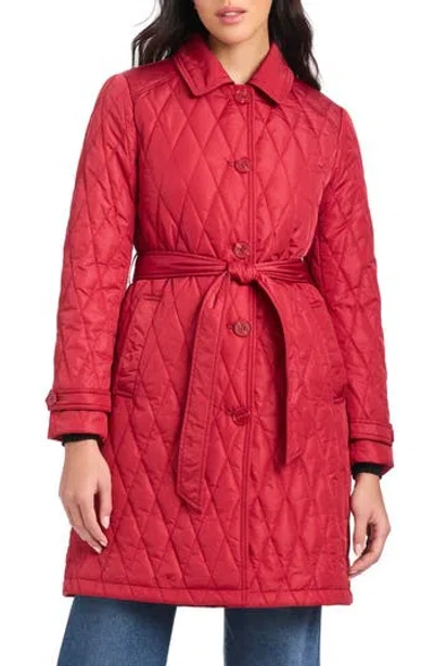 Kate Spade New York Long Quilted Jacket In Red
