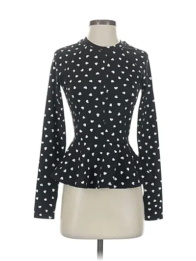 Pre-owned Kate Spade New York Long Sleeve Top Black Polka Dots Pattern Turtleneck Tops
