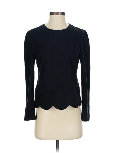 Pre-owned Kate Spade New York Long Sleeve Top Black Sweetheart Neckline Tops