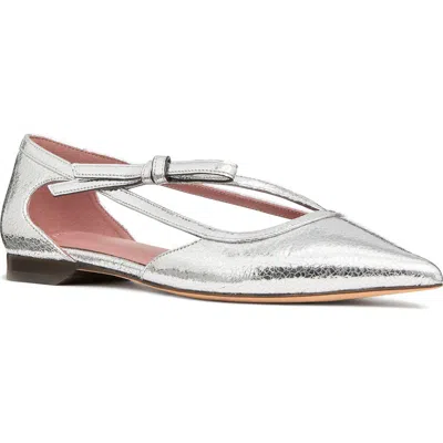 Kate Spade New York Loop Pointed Toe Leather Flat In Silver