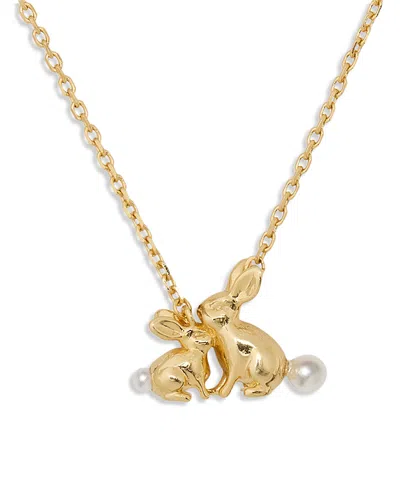 Kate Spade New York Love You, Mom Imitation Pearl Bunny Pendant Necklace, 16-19 In Neutral