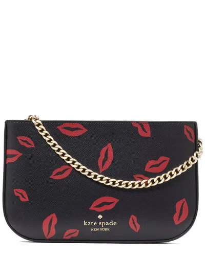 Kate Spade New York Madison Lip Toss Printed Pochette In Black