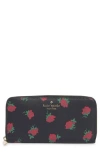 Kate Spade New York Madison Rose Toss Printed Large Continental Wallet In Black