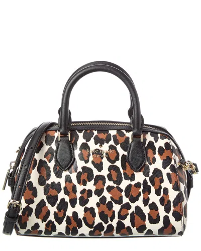 Kate Spade New York Madison Spotted Leopard Printed Small Dolly Duffel  Crossbody In White