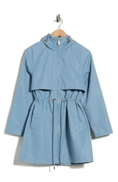 Kate Spade New York Magic Print Hooded Water Resistant Raincoat In Blue