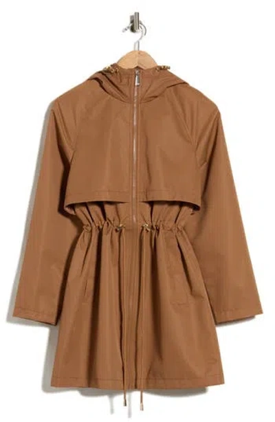 Kate Spade New York Magic Print Hooded Water Resistant Raincoat In Brown