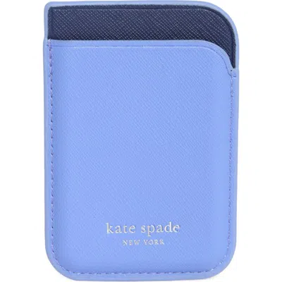 Kate Spade New York Magnetic Leather Card Case In Dark Periwinkle Mult