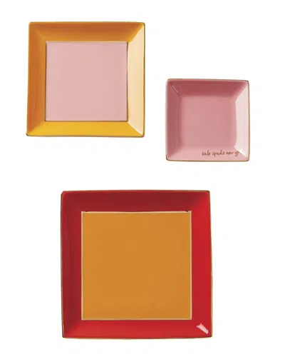 Kate Spade New York Make It Pop 3pc Tray Set In Red