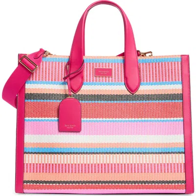 Kate Spade New York Manhattan Large Striped Woven Straw Tote
