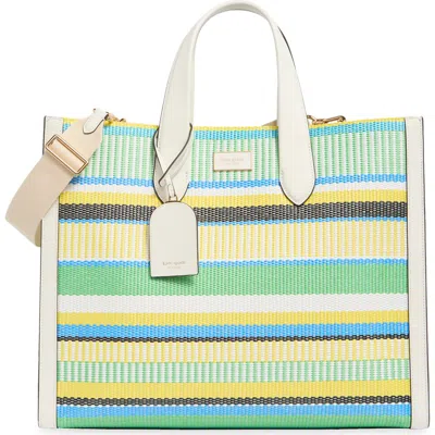 Kate Spade New York Manhattan Large Striped Woven Straw Tote In Multi