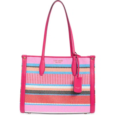 Kate Spade New York Manhattan Medium Striped Woven Straw Tote