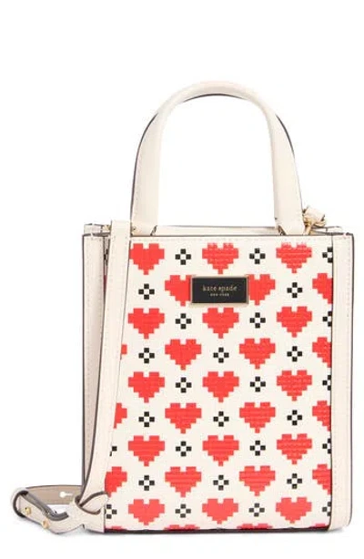 Kate Spade New York Manhattan Pixel Hearts Mini Tote In White