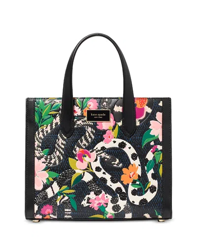 Kate Spade New York Manhattan Snake Print Embossed Leather Small Tote In Black Multi