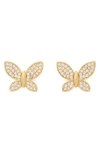 Kate Spade New York Pave Butterfly Stud Earrings In Gold Tone In Clear/gold
