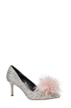 Kate Spade New York Marabou Pointed Toe Pump In Gold/silver