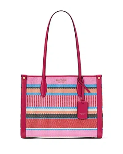 Kate Spade New York Market Striped Woven Straw Tote Bag In Blue