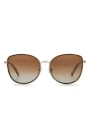 Kate Spade New York Maryam 56mm Gradient Polarized Cat Eye Sunglasses In Gold Havana/brown Polar