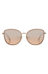 Kate Spade Maryam 56mm Gradient Polarized Cat Eye Sunglasses In Red Gold/silver Mirror Brown