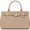 Kate Spade New York Deco Pebbled Leather Medium Satchel In Timeless Taupe