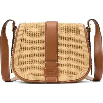 Kate Spade New York Medium Noveau Straw Saddle Crossbody Bag In Multi
