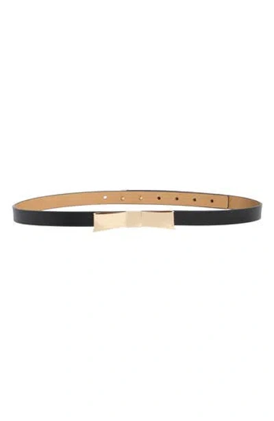 Kate Spade New York Metal Bow Leather Belt In Black