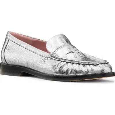 Kate Spade New York Metallic Leather Penny Loafer In Silver