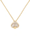 Kate Spade New York Mini Crystal Center Spade Pendant In Clear/gold.