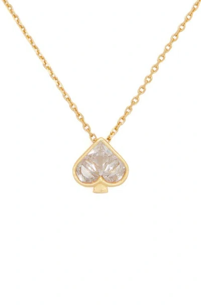 Kate Spade New York Mini Crystal Center Spade Pendant In Clear/gold.