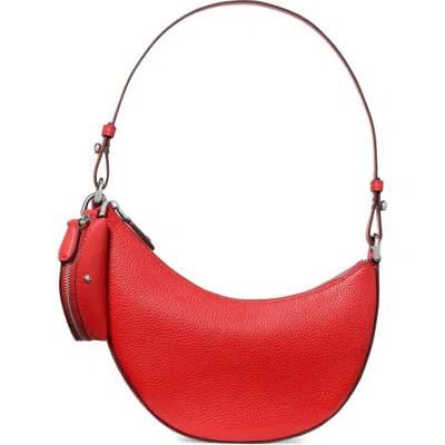 Kate Spade Duo Mini Crescent-shaped Pebbled-leather Shoulder Bag In Red