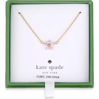 Kate Spade New York Mini Flower Pendant Necklace In Pink/ Gold