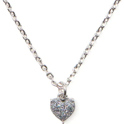 Kate Spade New York Mini Glitter Heart Pendant Necklace In Silver